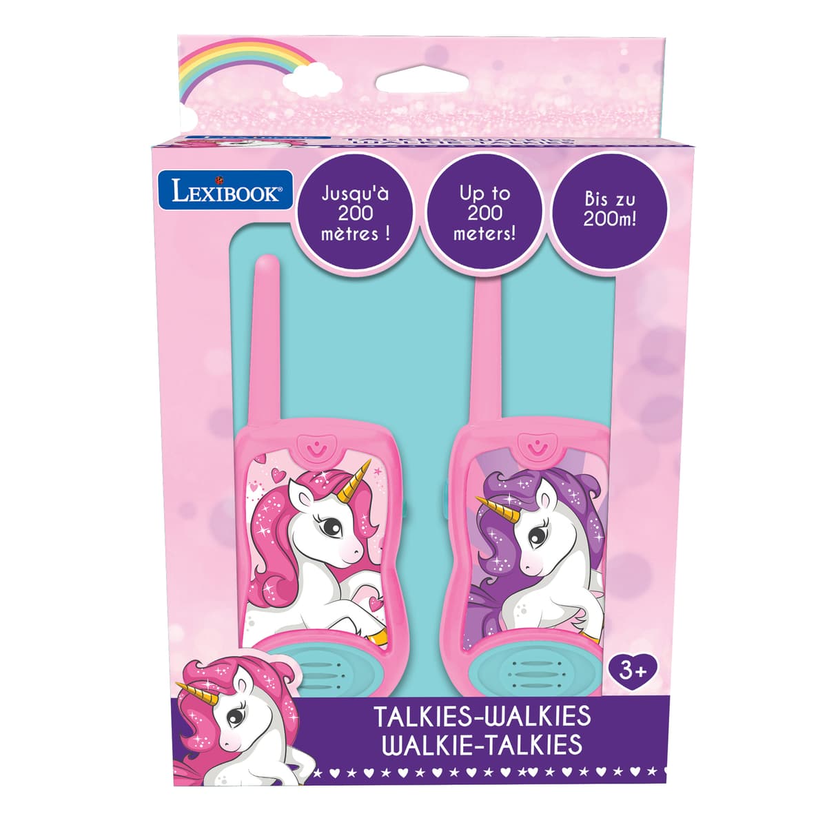 LEXIBOOK, Unicornio, Walkie-Talkies Digitales para niños, 2 km de Alcance de transmisión, función de luz Morse, Clip para cinturón de Transporte, Funciona con Pilas, Rosa, TW25UNI LEXIBOOK, Unicornio, Walkie-Talkies Digitales para niños, 2 km de Alcance de transmisión, función de luz Morse, Clip para cinturón de Transporte, Funciona con Pilas, Rosa, TW25UNI