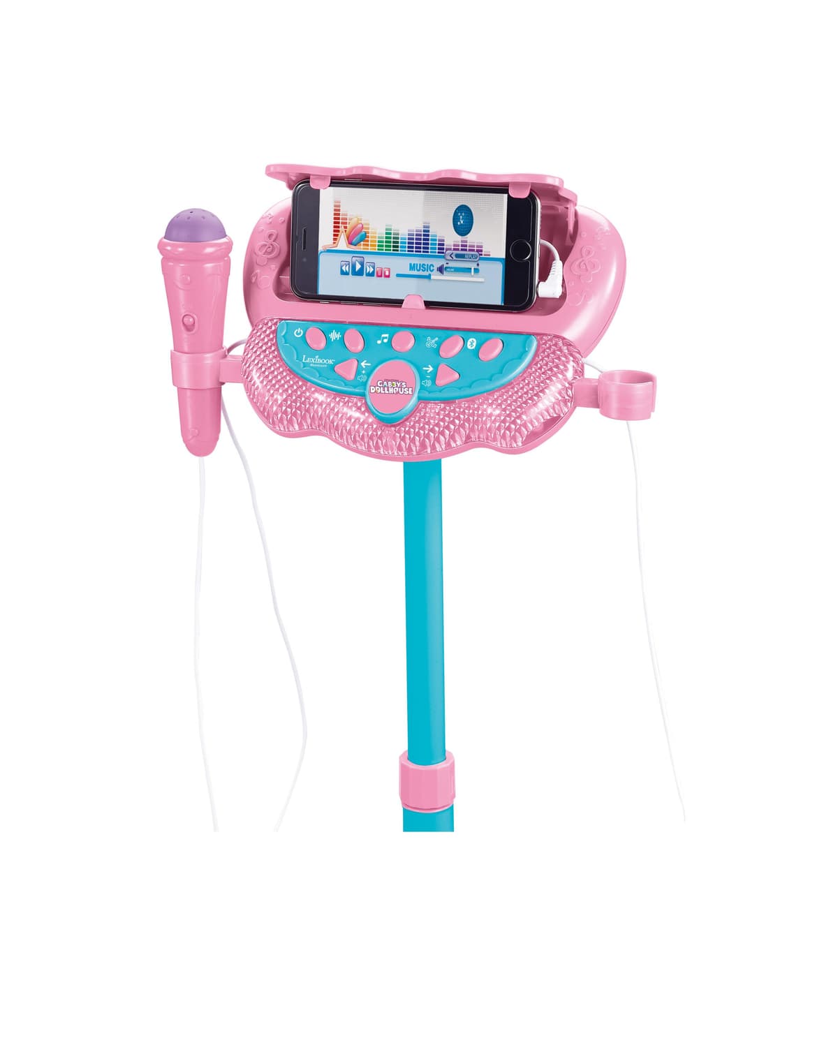 Lexibook Microphone Licorne Avec Enceinte Et Pied Lumineux - Karaoké Enfant Avec Support Téléphone, Rose Blanc - S150UNI