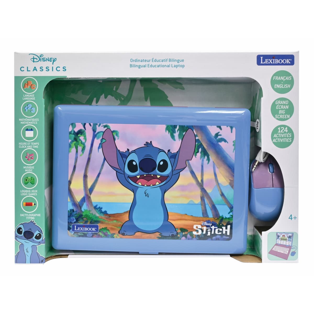 Stitch Computer Toy Bilingual educational Stitch computer with 124 activities in French and ...