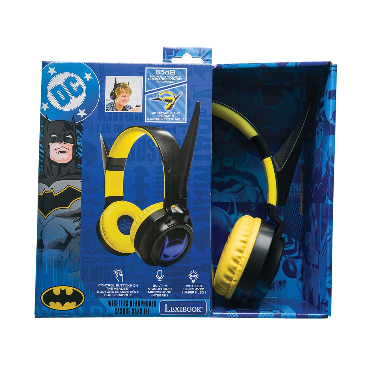 Batman Folderble 3D Batman design Bluetooth and Wired foldable Headphones with safe ...