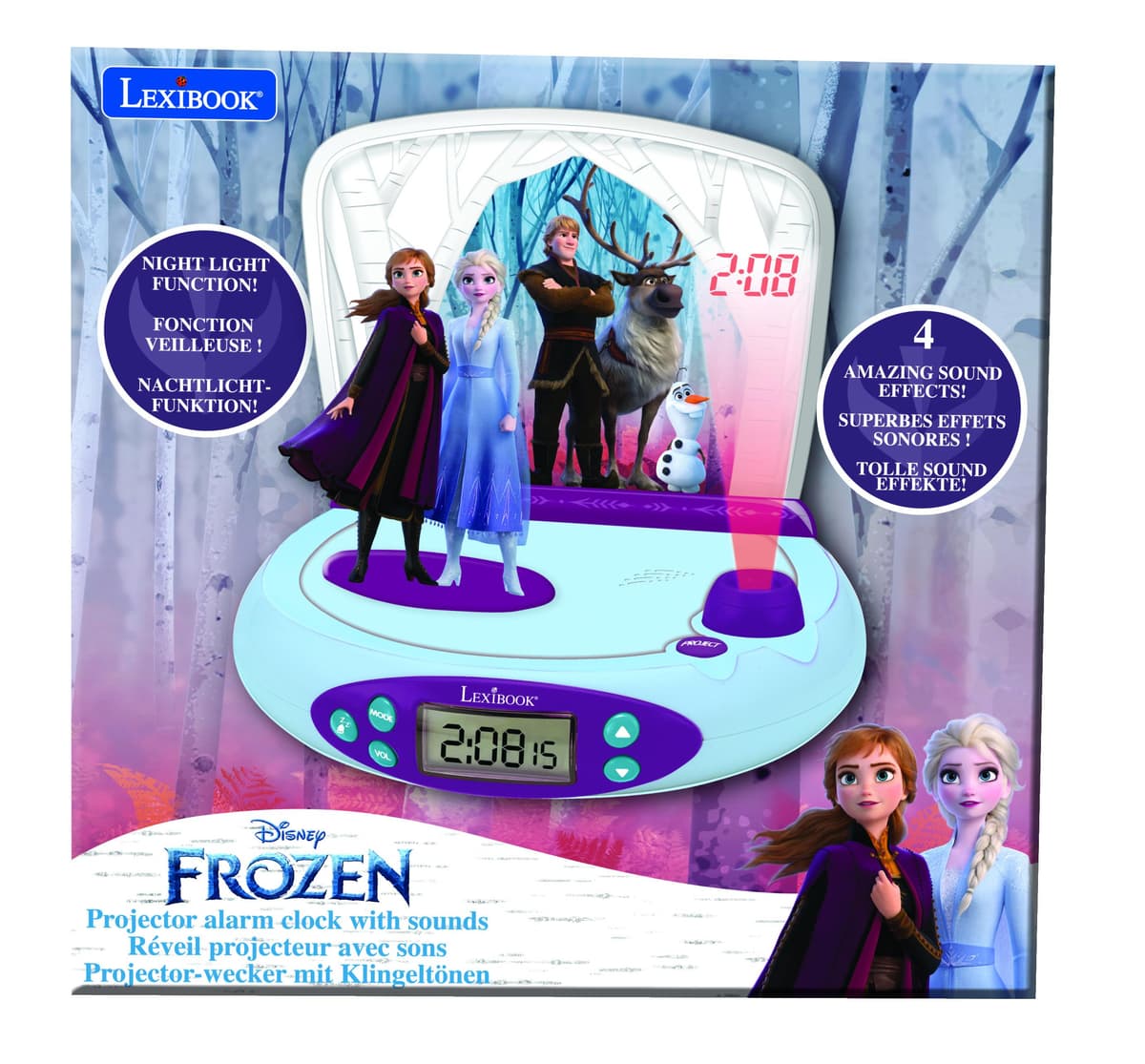 Frozen Timer Disney Frozen II Projector clock with sounds | Lexibook