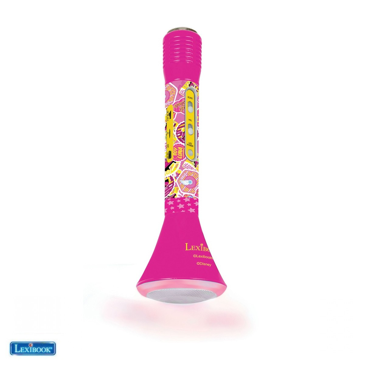 Micro Bluetooth® Soy Luna, Microphone pour chanter avec haut-parleur lumineux intégré et fonction écho - Lexibook