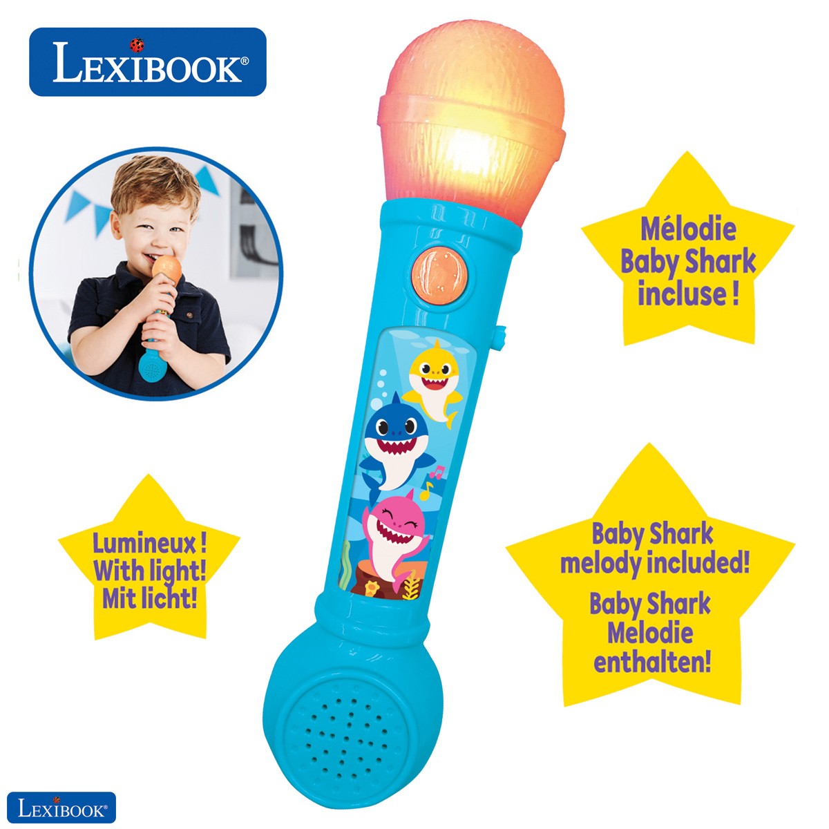 Baby Shark Microphone lumineux pour enfant