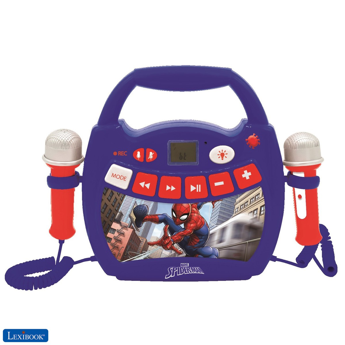 Spiderman - Lecteur musical karaoké portable pour enfant avec micros et effets lumineux