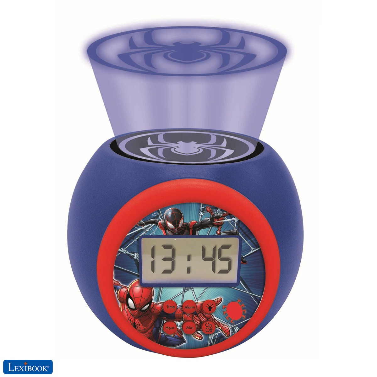 Reloj despertador con proyector Spiderman Marvel con función de repetición y alarma
